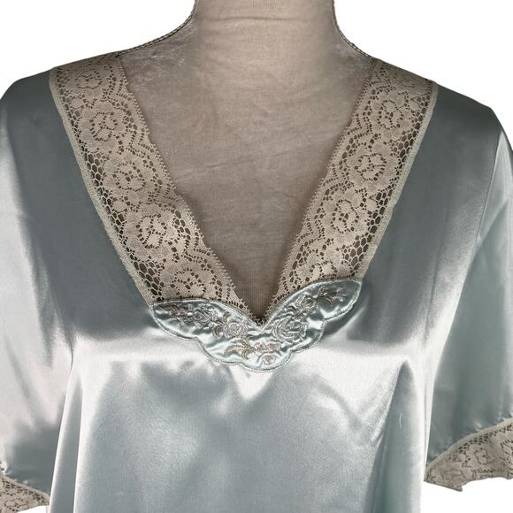 Vintage Val Mode Lingerie Nightgown Large Blue Lace V-Neck - Picture 7 of 13